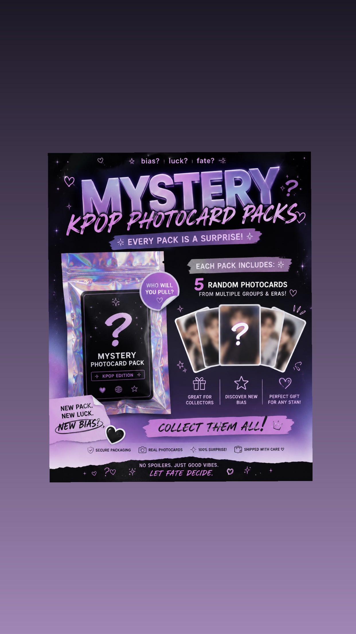 K-pop mystery photocard packs